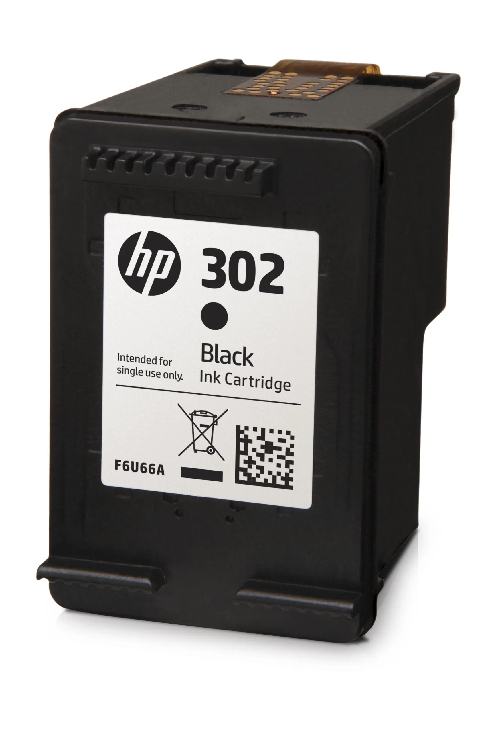 HP 302 Black Ink Cartridge, Left Facing.