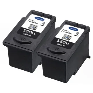 2x Remanufactured Canon PG560XL Black High Capacity Ink Cartridges