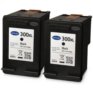 2x Remanufactured HP 300XL High Capacity Black Ink Cartridges