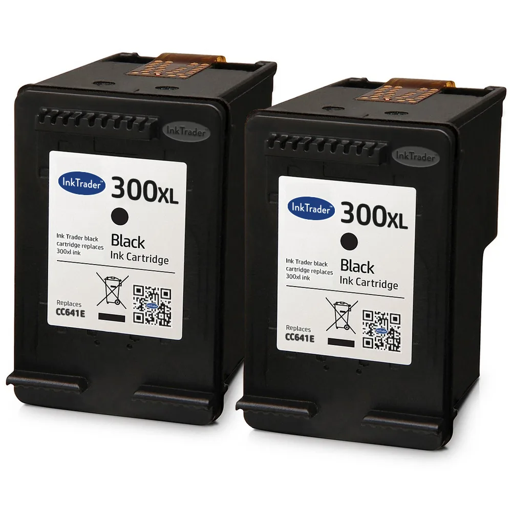 2x Remanufactured HP 300XL High Capacity Black Ink Cartridges