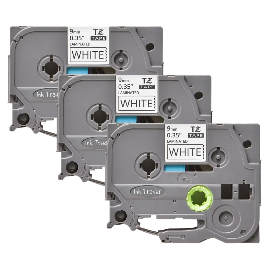 3x Brother P-Touch TZE-221 White Labels - Brother P-Touch TZE221