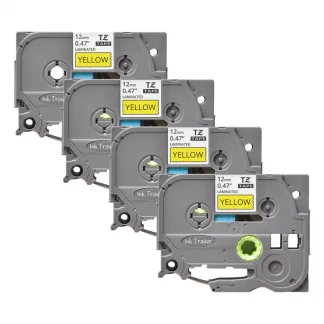 4x Brother P-Touch TZE-631 Yellow Labels - Brother P-Touch TZE631