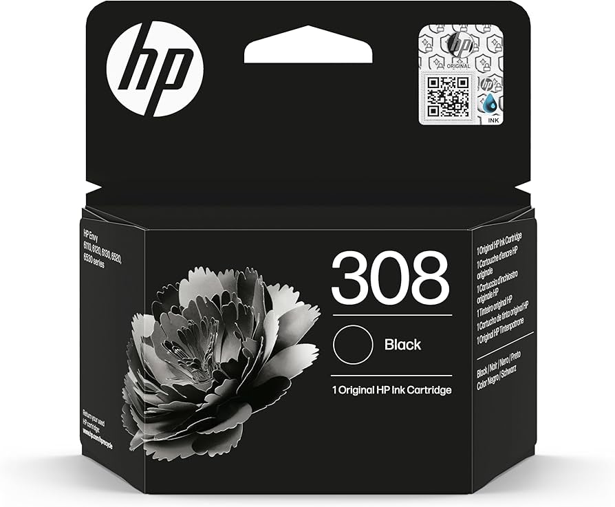 Original HP 308 Black Ink Cartridge